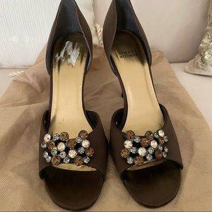 Stuart Weitzman Brown Satin Heels